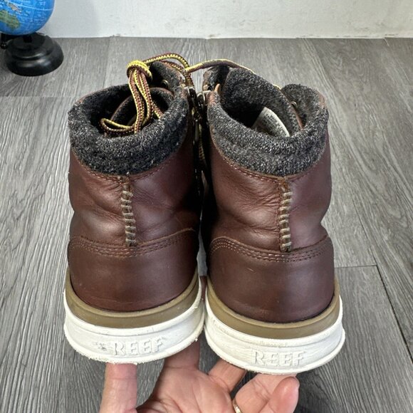 REEF Rover Hi Boot Leather Mens Size 11.5 Brown White Boots